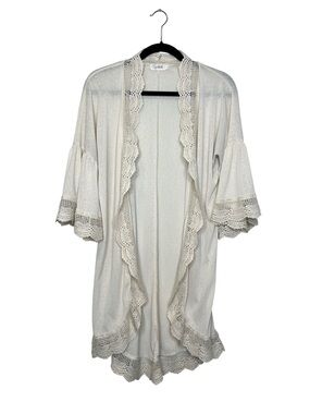 SPADEHILL Bohemian Bell Sleeve Open Front Vacation Coverup Cardigan size Medium